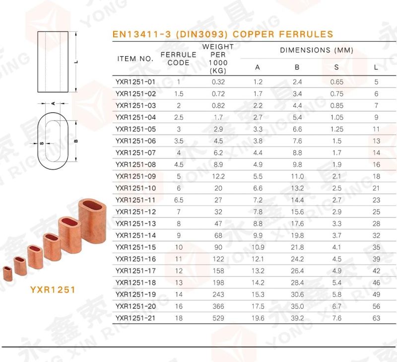 Oval Copper Sleeve for Wire Rope Connecting