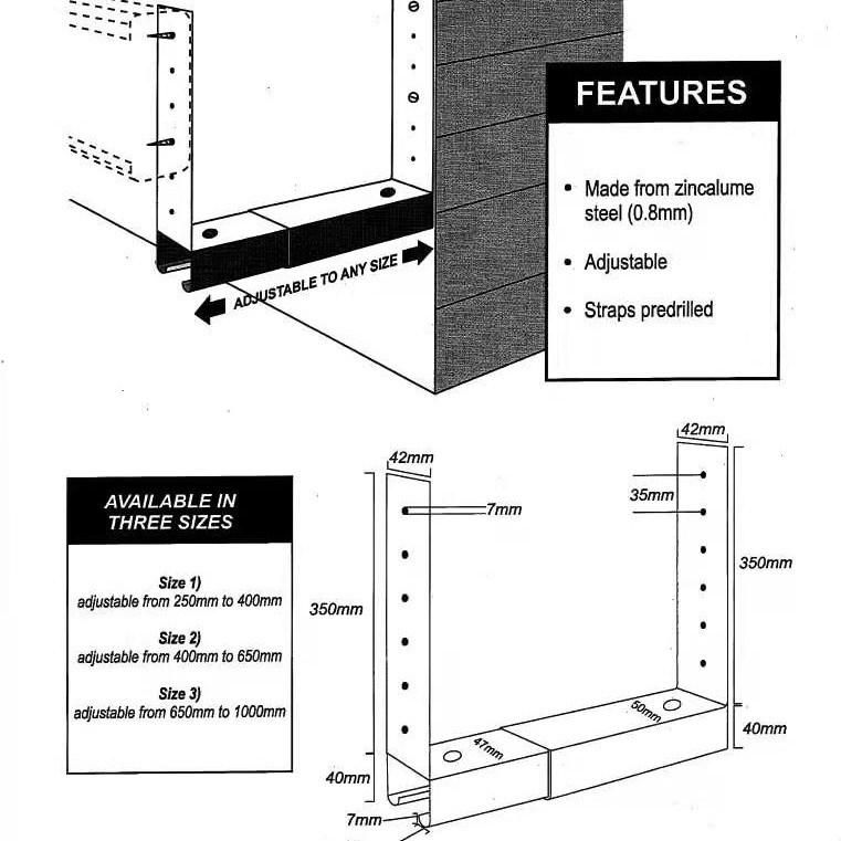 Adjustable Boxed Gutter Brackets Certified by Australia