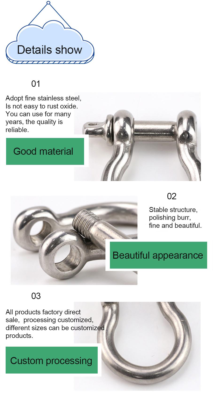 Stainless Steel Europe Type Bow Shackle for Rigging Marine Hardware