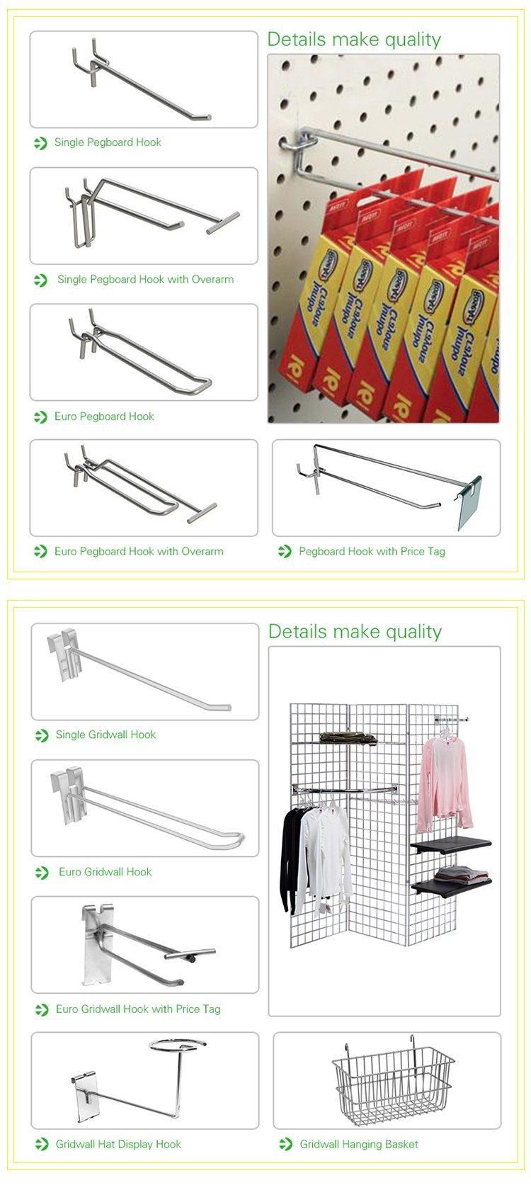 Price Holder Double Prong Slatwall Looped Euro Hook with Overarm