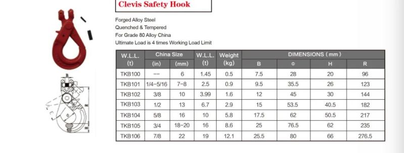 Thinkwell Forged G80 Us Type Clevis Safety Hook