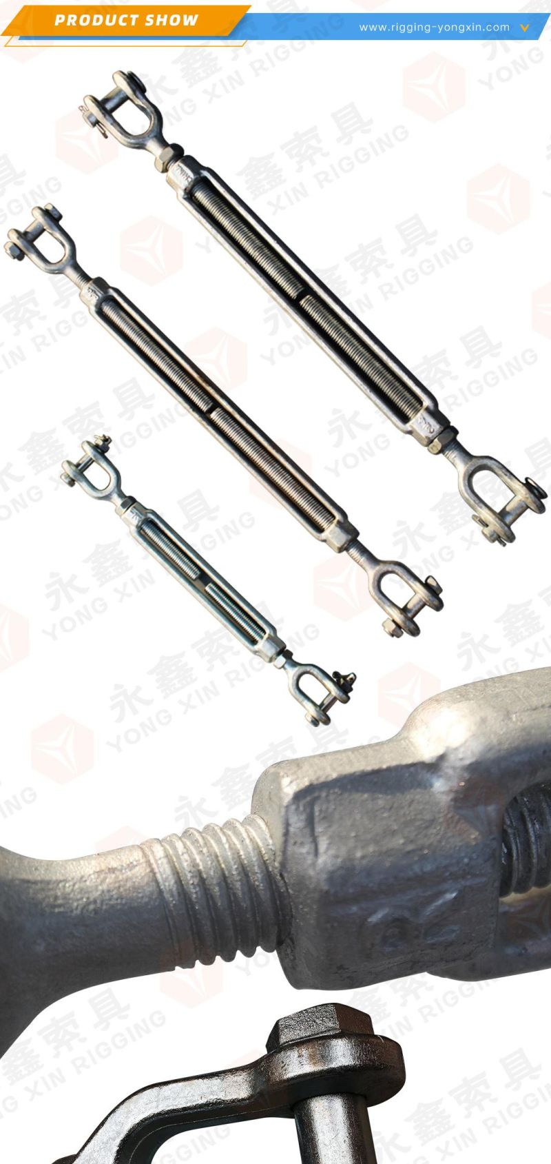 Galvanised Drop Forged Jaw & Jaw Turnbuckle