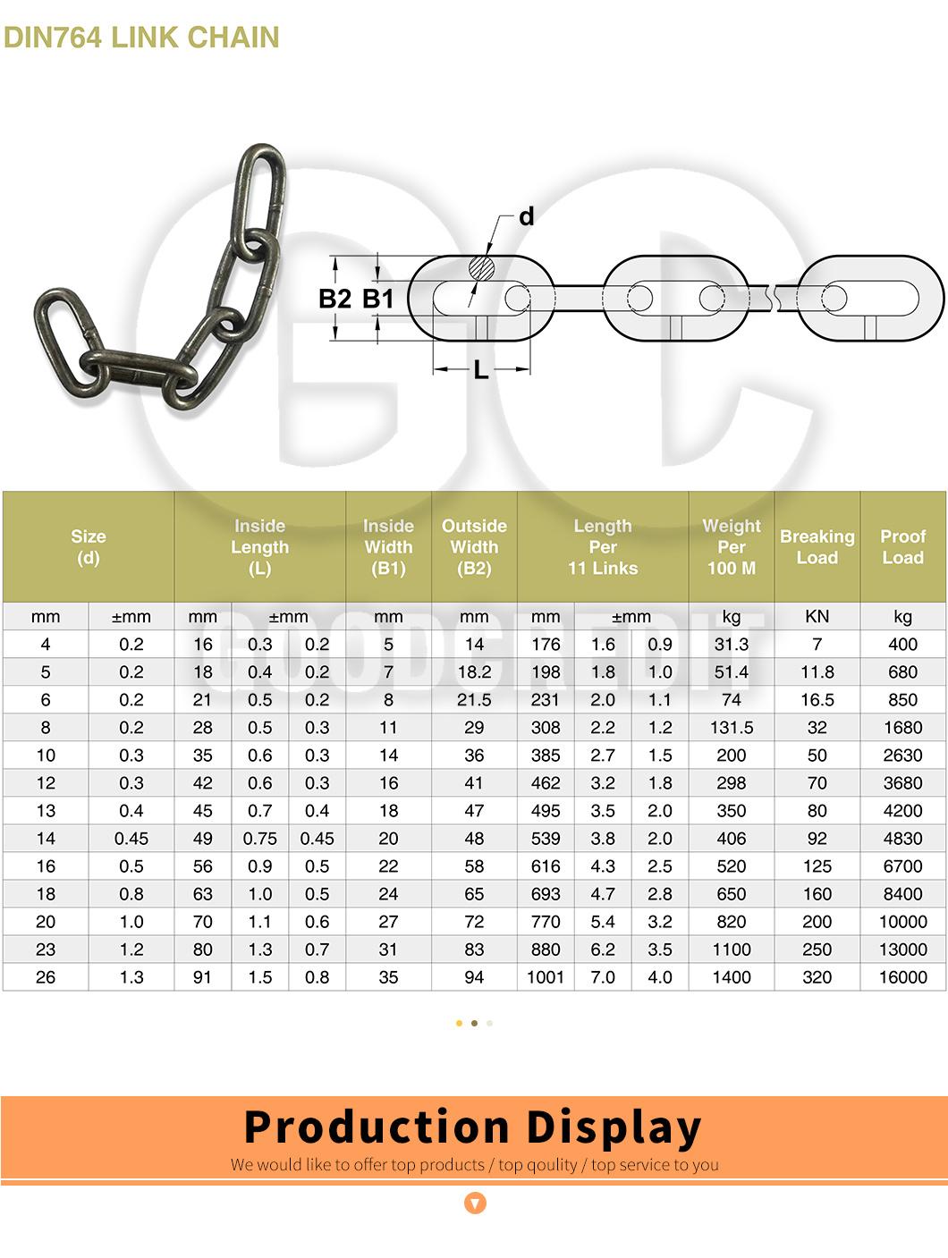 Factory Supply DIN763 DIN 766 DIN 7685A Short Medium Long Link Chain