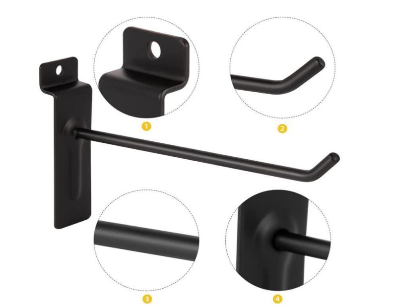 Pole Mast 4" Heavy Duty Black Slatwall Panel Hooks