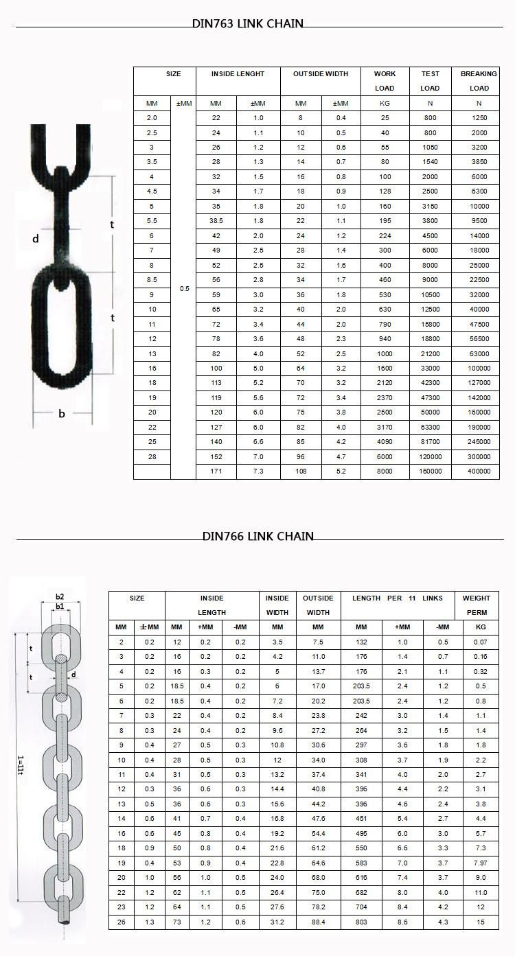 Ordinary Type Chain DIN764 304 /316 Stainless Steel Link Chain