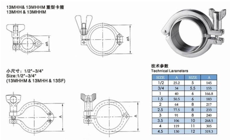 Sanitary Stainless Steel Pipe Fitting Clamp for Drink