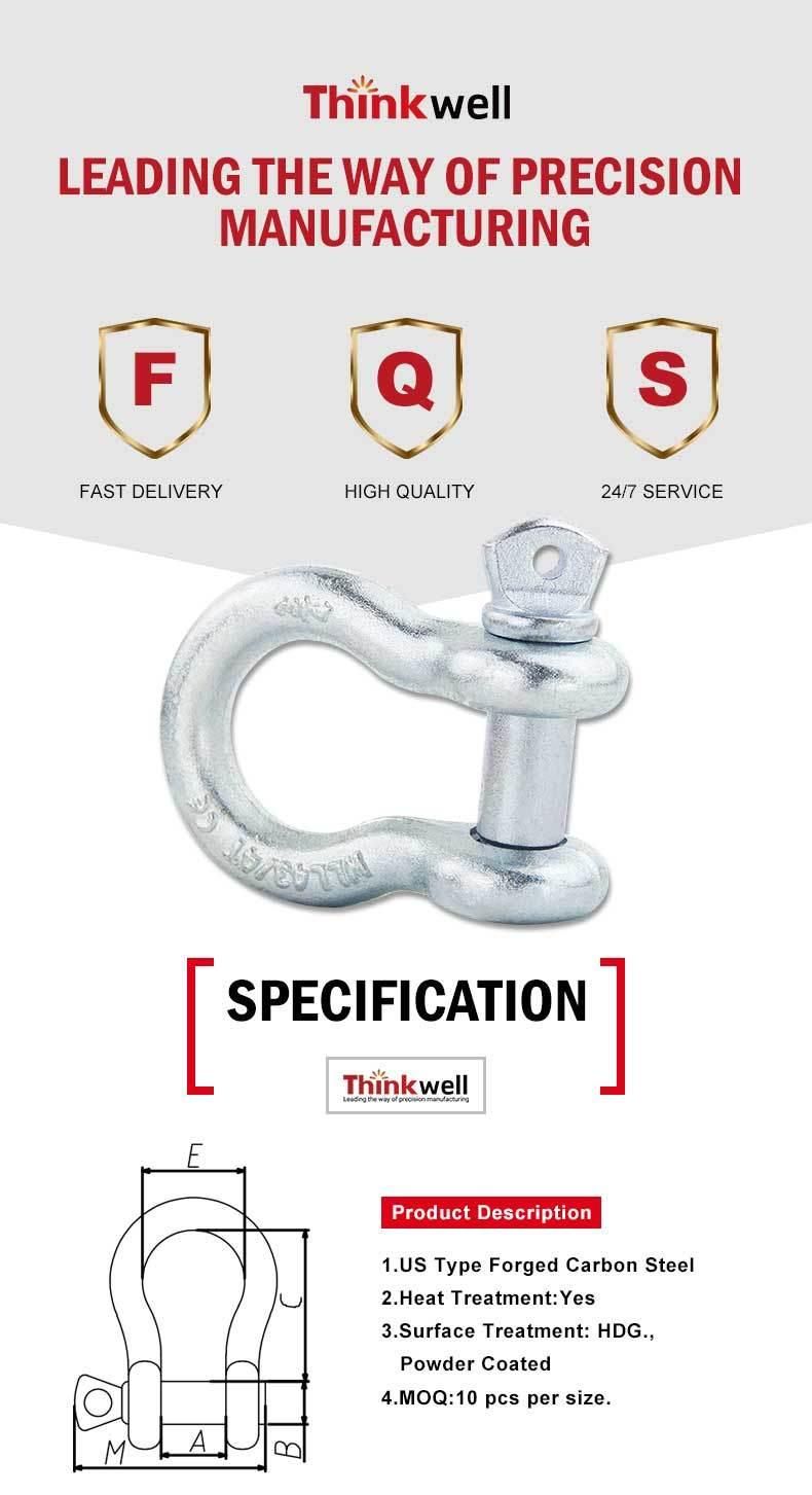 Us Type Forged Galvanized Square Head Pin Chain Shackle