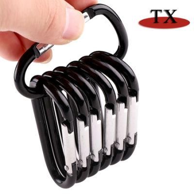 Good Quality Colorful Flat D Shape Aluminum Climbing Button Hook Carabiner for Promotional Gifts