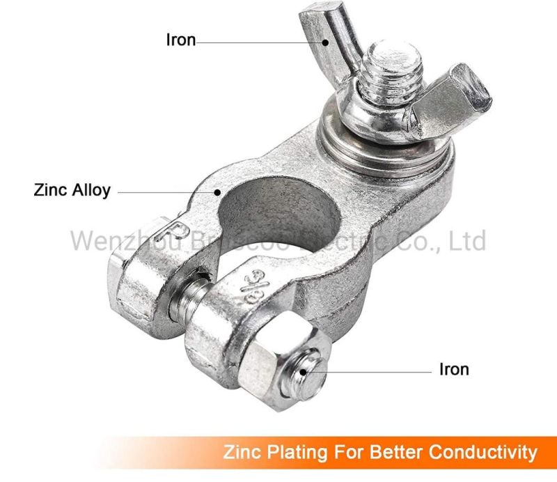 Zinc-Alloy Clamps Car Battery Terminal End with Wing Nut Terminal Connectors