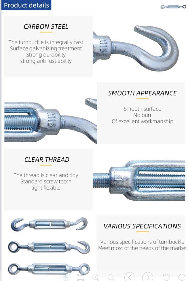 High Tension Zinc Plated Alloy Turnbuckle Eye and Hook