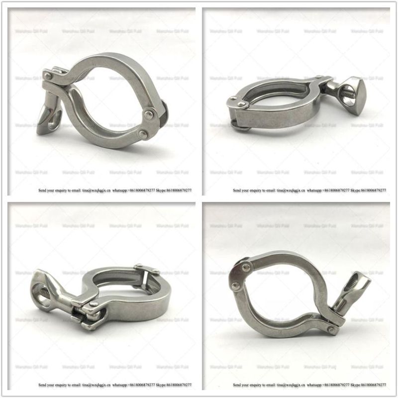 Sanitary Fittings SS304 1.5 Tri Clamp Round Nut Double Pin Heavy Duty Clamp