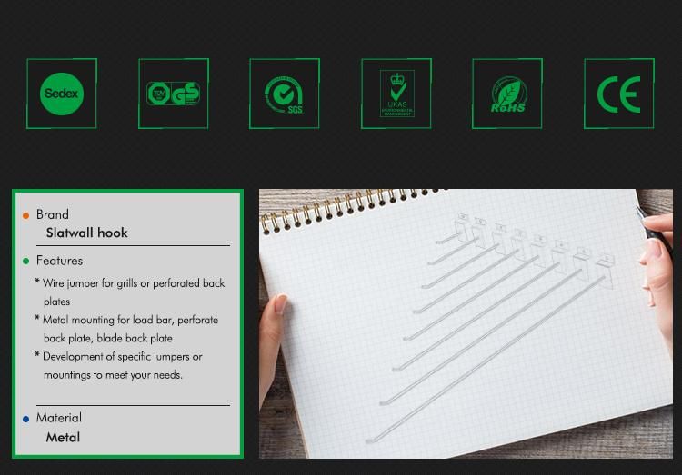 Slatwall Metal Display Hook for Supermarket Shelf