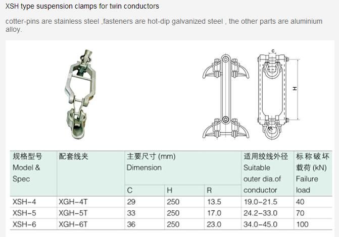 Xsh Type Suspension Clamps for Twin Conductors