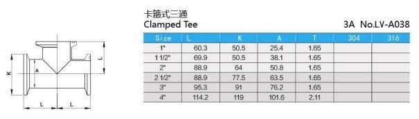 Sanitary Food Grade Stainless Steel Clamped Equal Tee