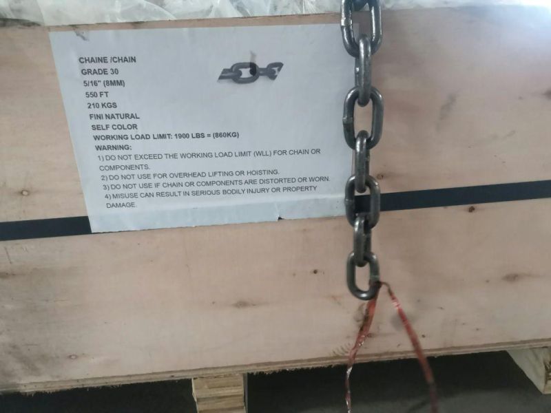 Hardware Ordinary DIN763 DIN5685c Long Round Link Chain G30 Deburring Welded Galvanized Chain