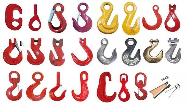 G80 Clevis Grab Hook with Wings and Cotter Pin Powder Plastified Clevis Shortening Grab Hook with Safety Pin