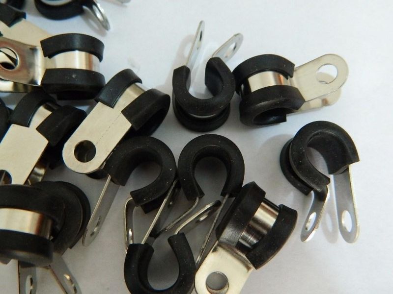 Galvanized Iron Rubber Lined P Style Clips Fist Clamping