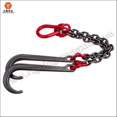 Towing Chain Bridle with 15&prime;&prime; J-Hooks and Alloy T-Hooks Chain Bridle