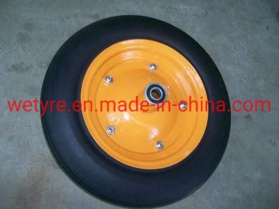 High Quality Metal Rim Durable Inflatless Rubber Powder Solid Rubber Wheel (14&prime;)
