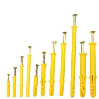 Plastic Concrete Anchors Plug Wall Anchor with Yellow Nylon Tube Nylon Expansion Nails for Construction