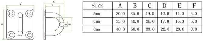 304 316 Stainless Steel Square Pad Eye Plate