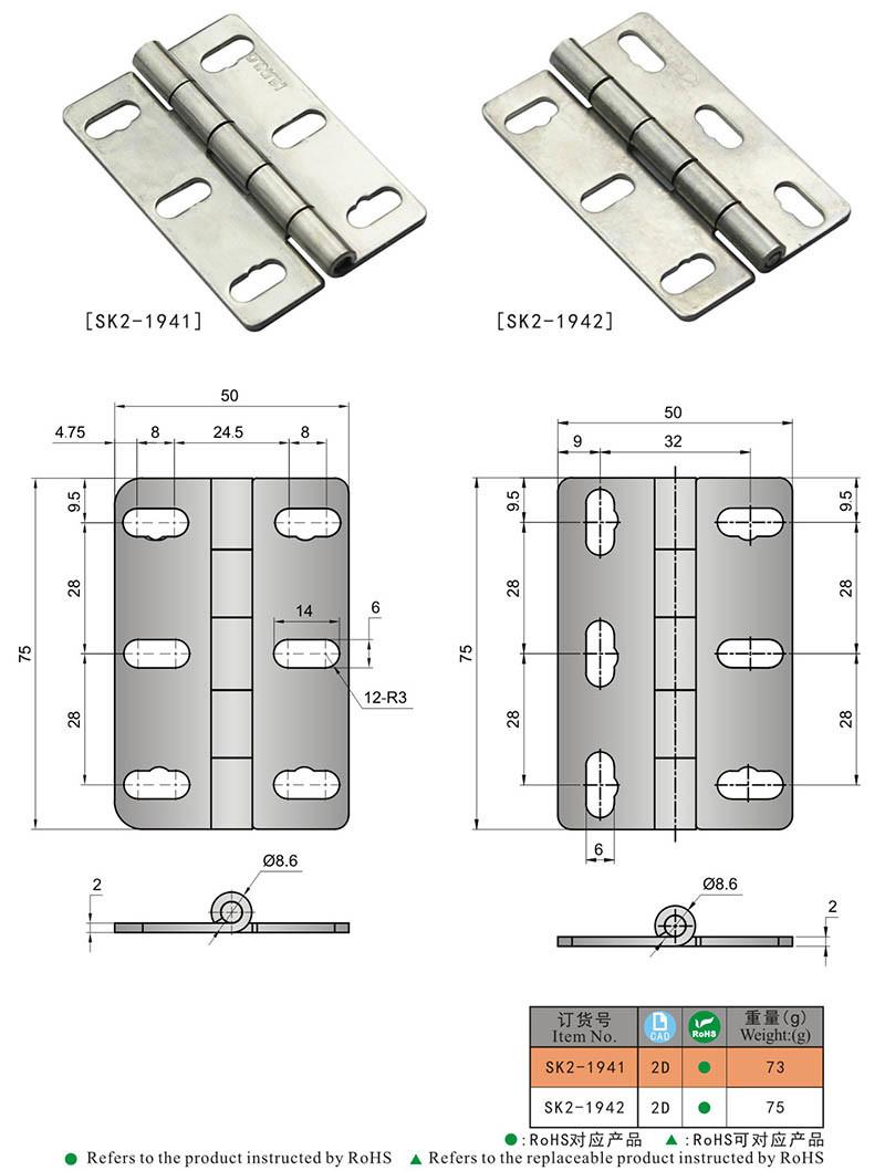 Sk2-1942 Stainless Steel Industrial Cabinet Pivot Hinge for CNC Equipment