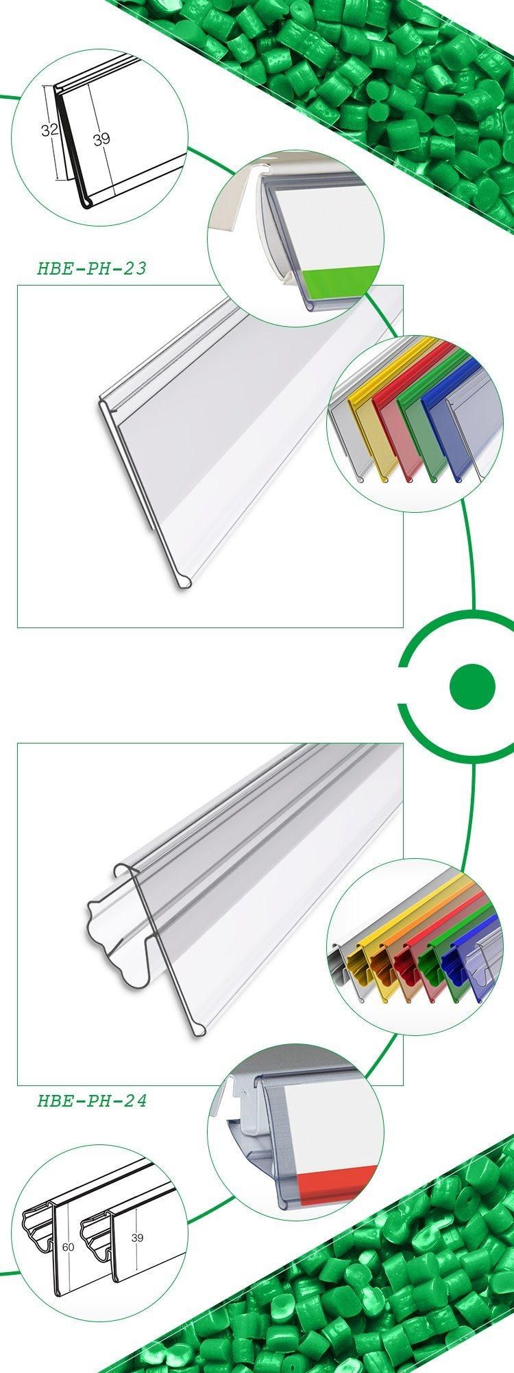 Supermarket Plastic PVC Price Tag Holder for Glass Shelf