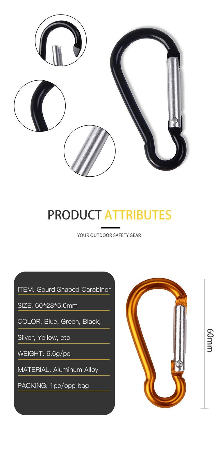 Various Colors Gourd Shape Carabiner Clip for out Door Travelling