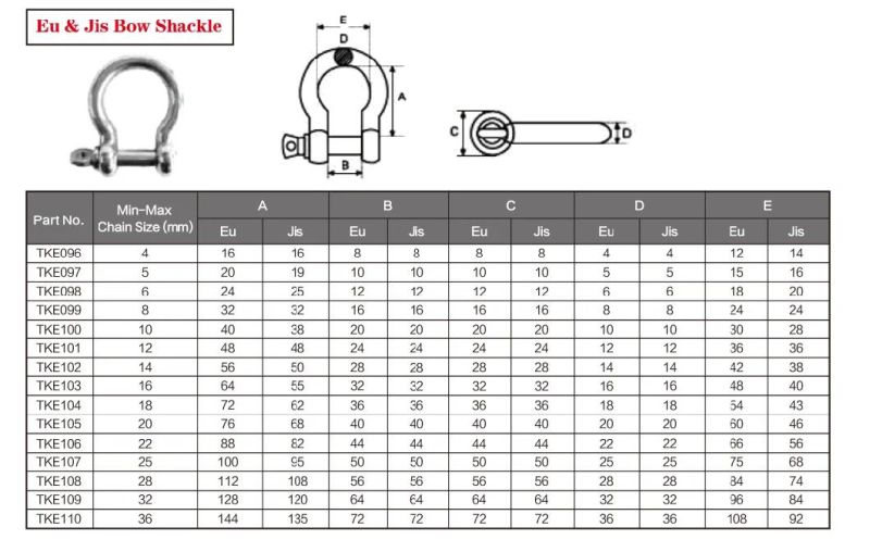 China Made Hot Sale EU & JIS Bow Shackle