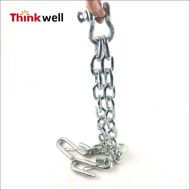 Zinc Plating G30 Tow safety Chain with Spring Clips