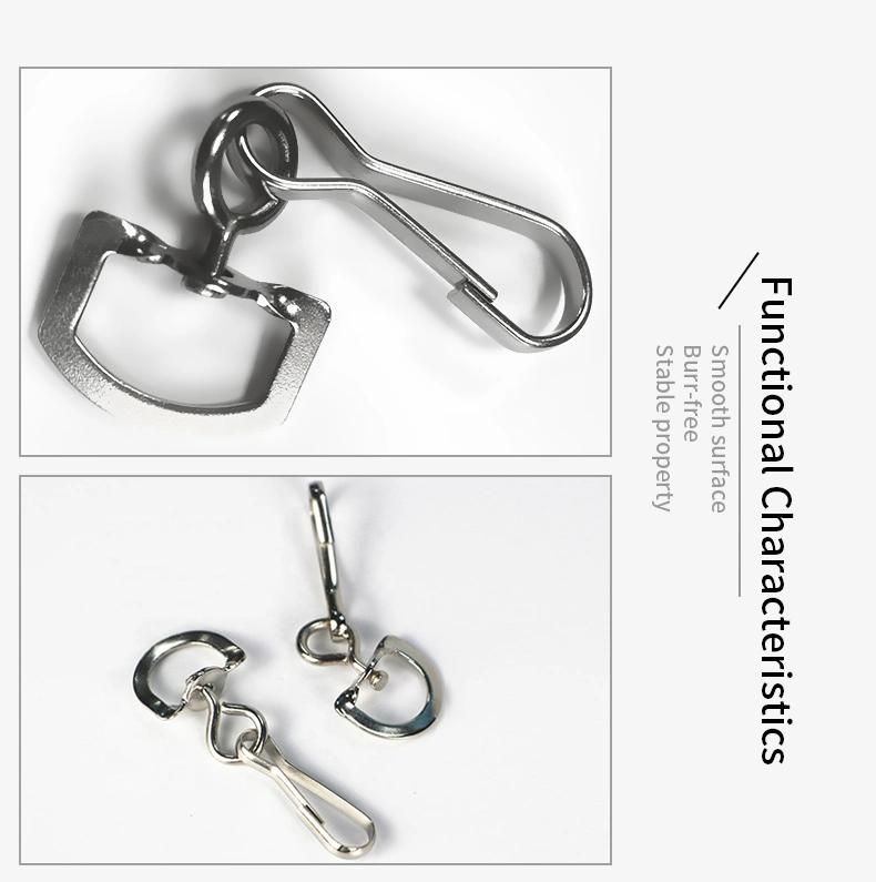 Metal Silver Swivel Lanyard Simplex Hook Clip with Tail