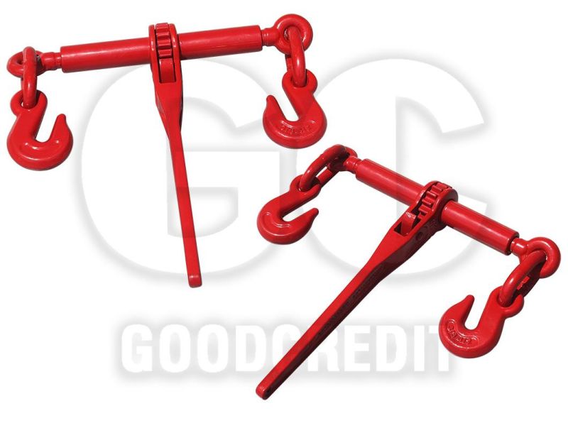 Heavy Duty Rigging Hardware Drop Forged Steel Chain Tensioner Ratchet Type Red Accessory Load Binder with Hooks
