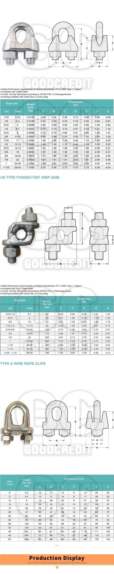 DIN 741 DIN 1142 Wire Rope Clip for Lifting