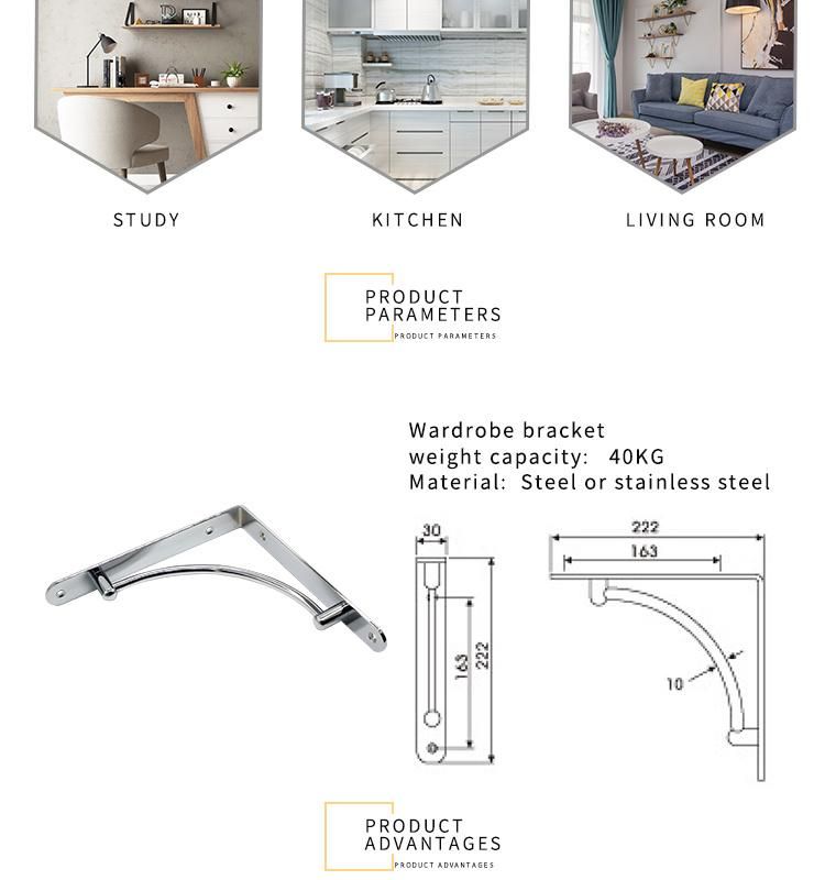 Hot Selling Furniture Hardware Metal Bracket Shelves Shelf Bracket Hanging on The Wall Sliding Shelf Bracket