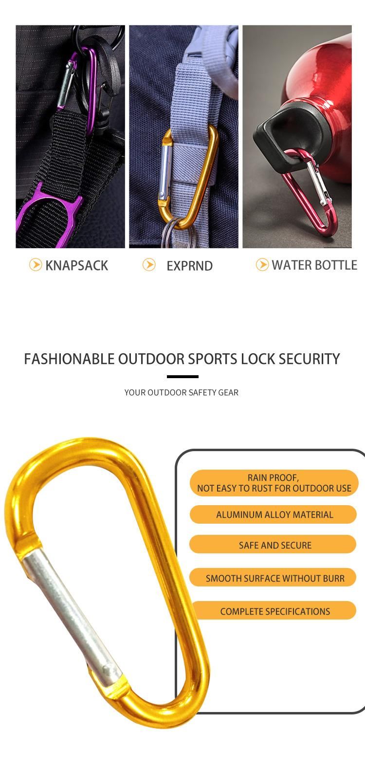 Higth Fashion D-Shape Print Logo Aluminum Carabiner for Promotional Gift