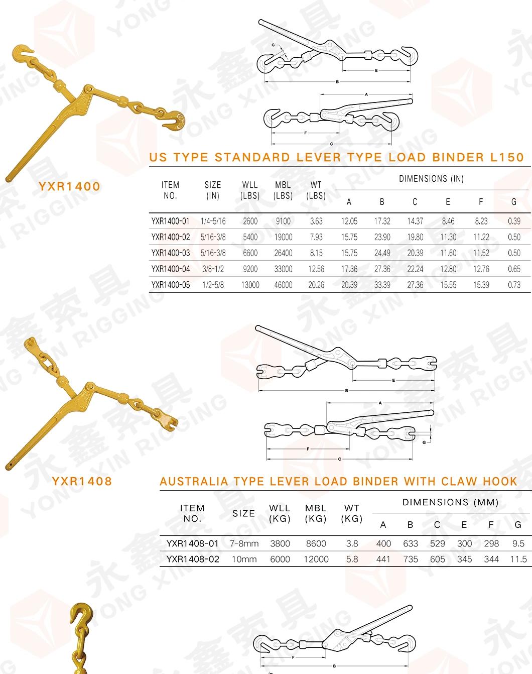 G70 Us Type Chain Lever Type Load Binder for Cargo Control and Tie Down