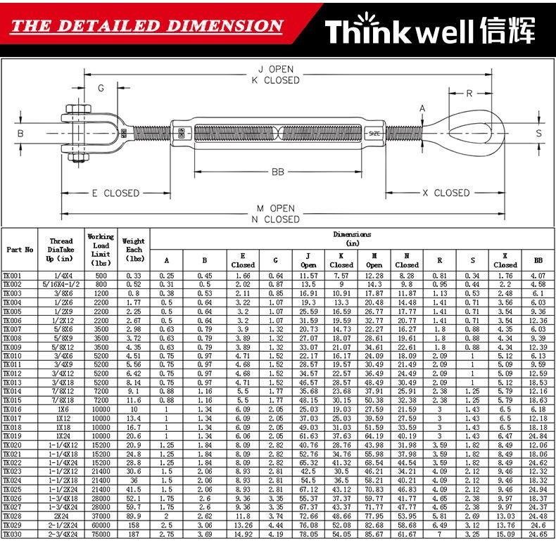 High Quality Welded Hamburger Turnbuckle Dee Dee Turnbuckle