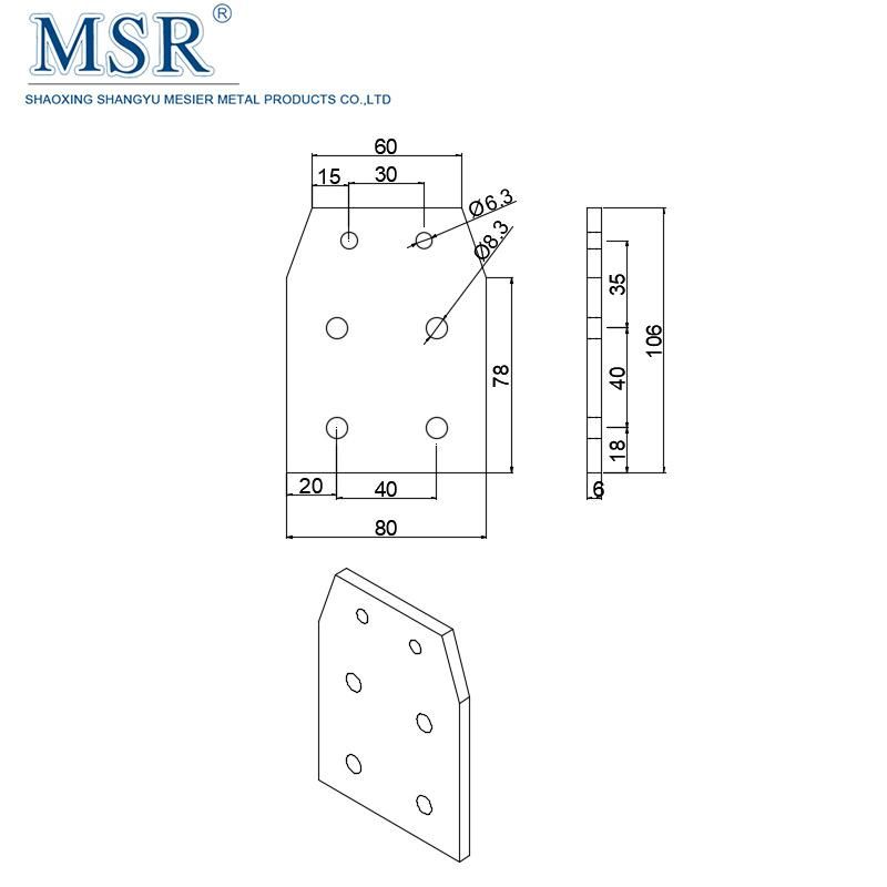 Msr 6 Hole Transition Double Strip Corner Bracket for Aluminum Profile