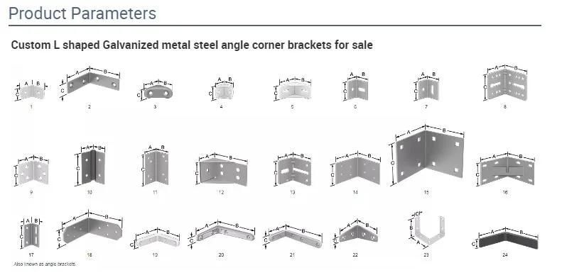 Custom L Shaped Galvanized Metal Steel Angle Corner Brackets