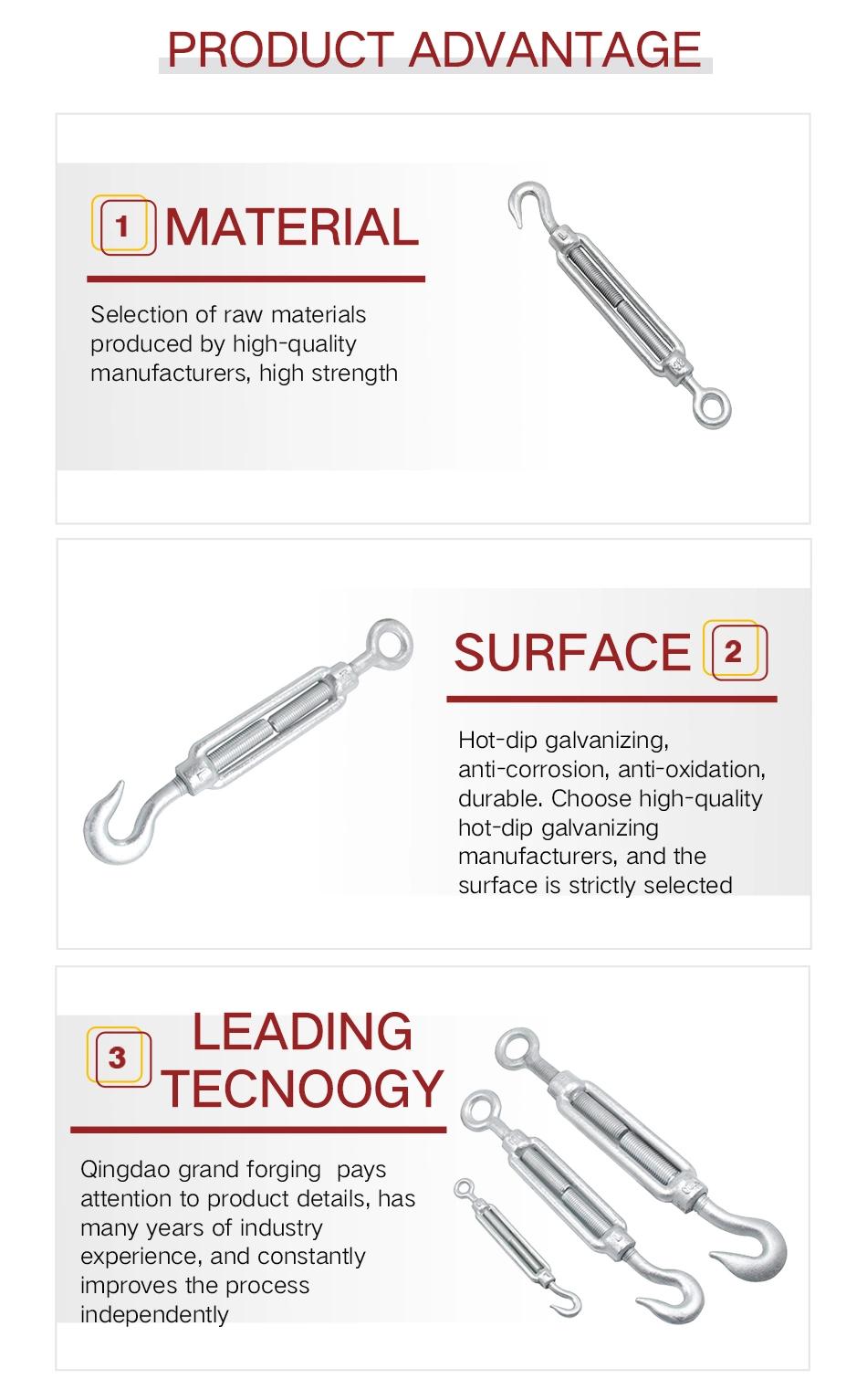 Rigging Hardware Carbon Steel Galvanized Drop Forged Turnbuckle