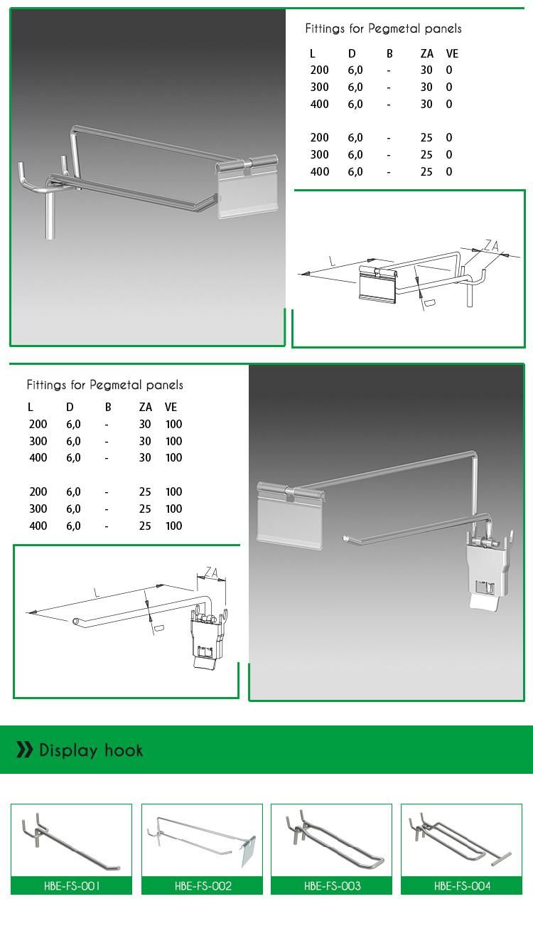 Heavy Duty Retail Pegboard Hook with Price Tag Holder