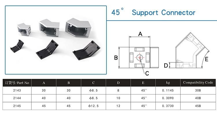New-Style Aluminium Angle Corner Brackets Corner Angle L Brackets Connector Fasten Connector for Aluminum Profile Connecting in 40X40 40X80 80X80
