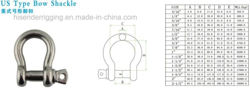 Home Hardware Stainless Steel304/316 Bow Shackle of Fastener