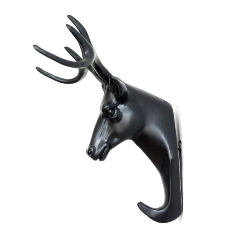 Household Wall Decorative Deer Head Antlers Single Hooks for Hanging Key Clothes Coat Hat Bags