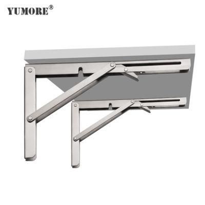 Heavy Duty Adjustable Stainless Steel Metal Hanging Glass Wall Mounting L Corner Folding Shelf Bracket