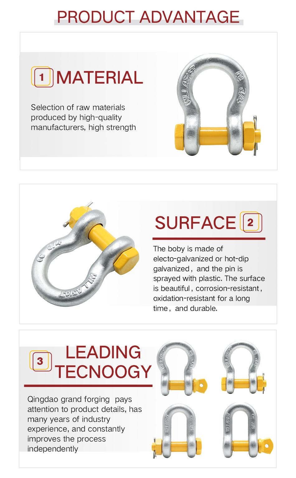 High Quality Galvanized Hot Forged Shackle with Nut G2130