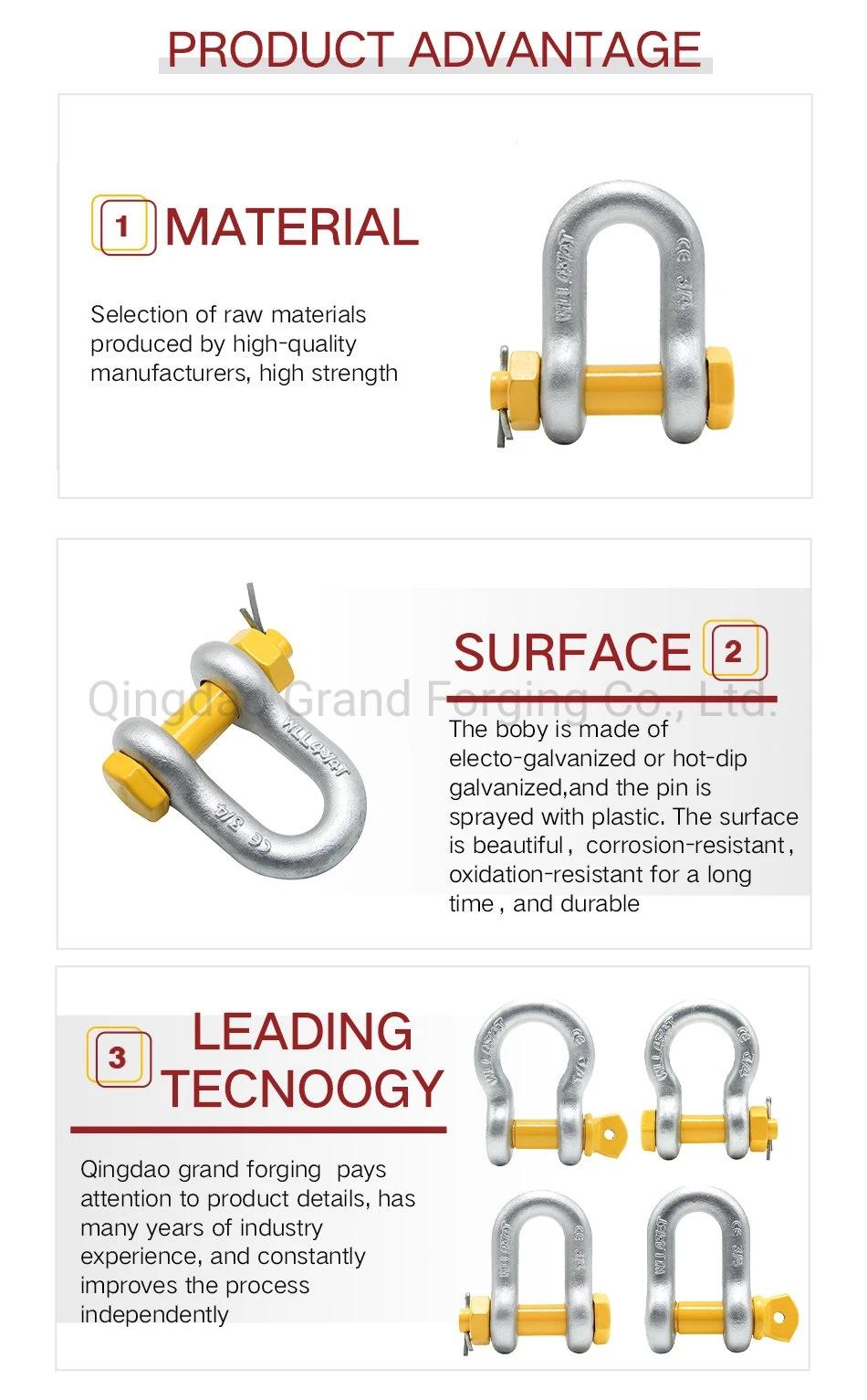 Rigging Hardware Forging Parts Us Type G210 G209 G2150 G2130 Die Forging Marine Carbon Steel Forged Chain Lifting Shackle D Shackle Bow Shackle Anchor Shackle