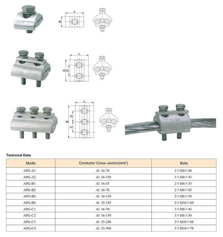 Wholesale Aluminium Heterotypic Parallel Groove Pg Clamp