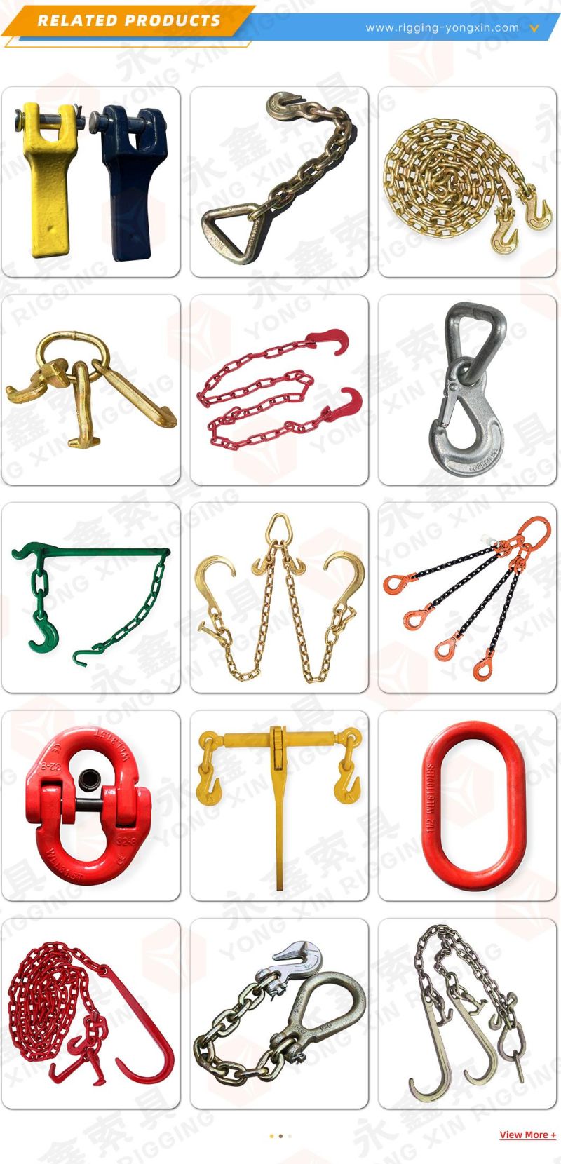 G70 5/16 X 20 Binder Chain with Clevis Grab Hooks