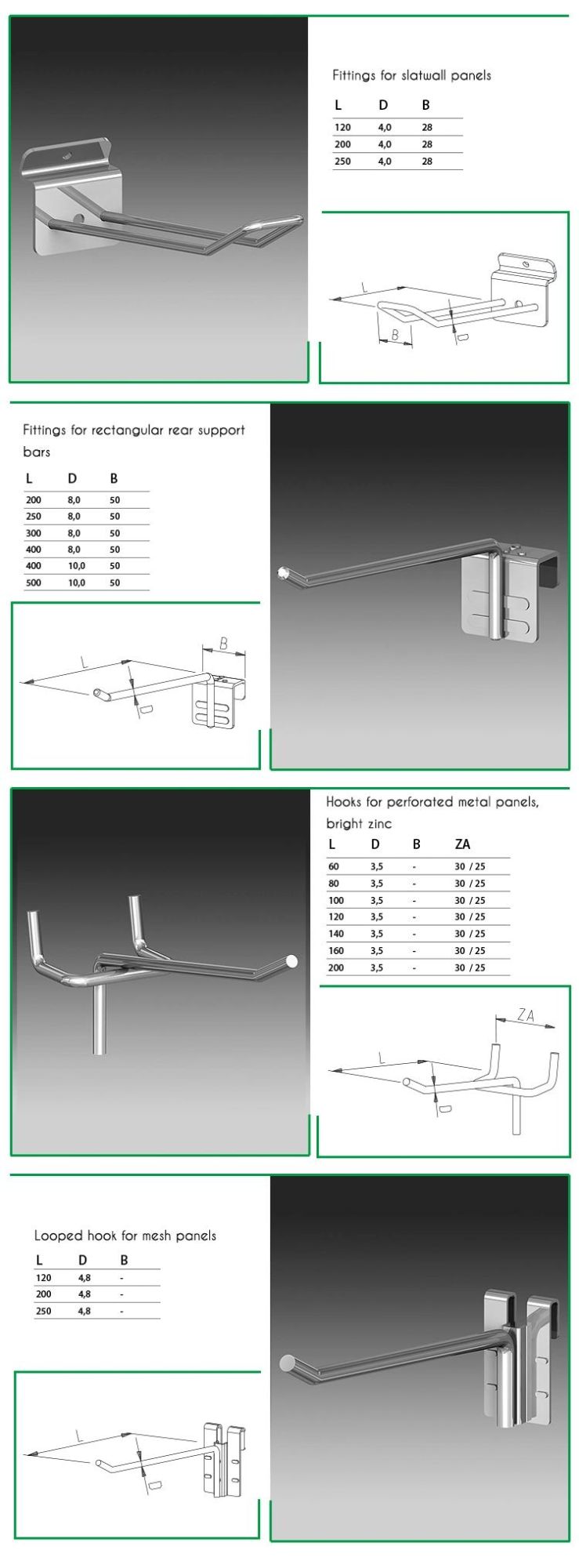 Zinc Plated Supermarket Wire Display Hooks